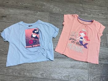Lot 2 tshirt tex Kiabi 3 ans corail bleu paillettes sirène