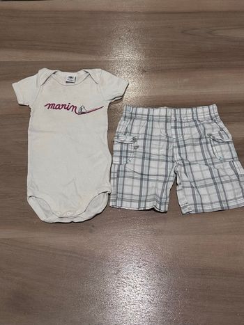 Body petit bateau taille 9 mois avec short gemo 