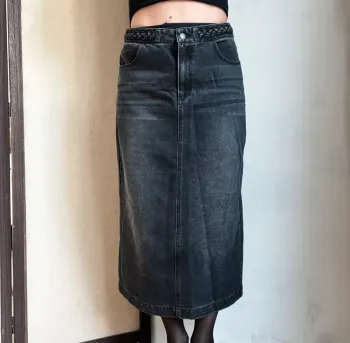 Jupe longue en jean noir/gris B.young