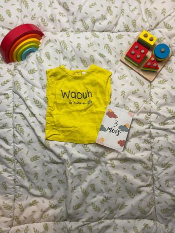 teeshirt manches courtes jaune tape à l'oeil 3 mois