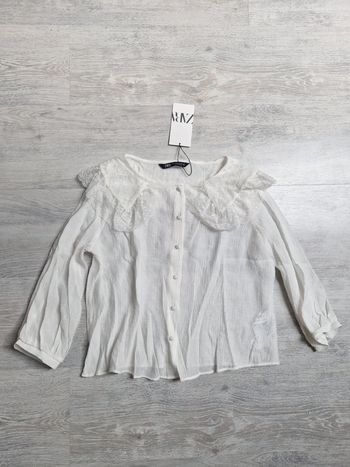 Blouse chemise col dentelle Zara XS écrue neuve avec étiquette