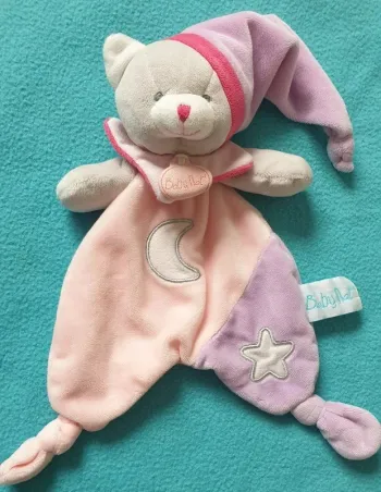 Doudou "les luminescents" - Chat rose/mauve - Baby Nat