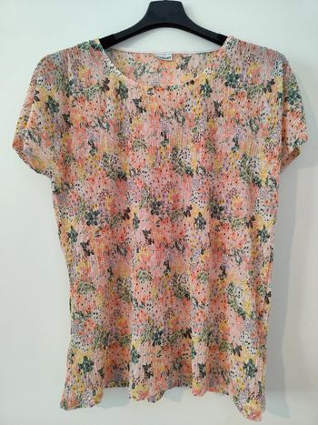 Blouse fleurie multicolore manches courtes  taille 42/44 Damart