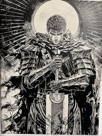 Tableau Berserk Guts épée lune toile 30x40cm