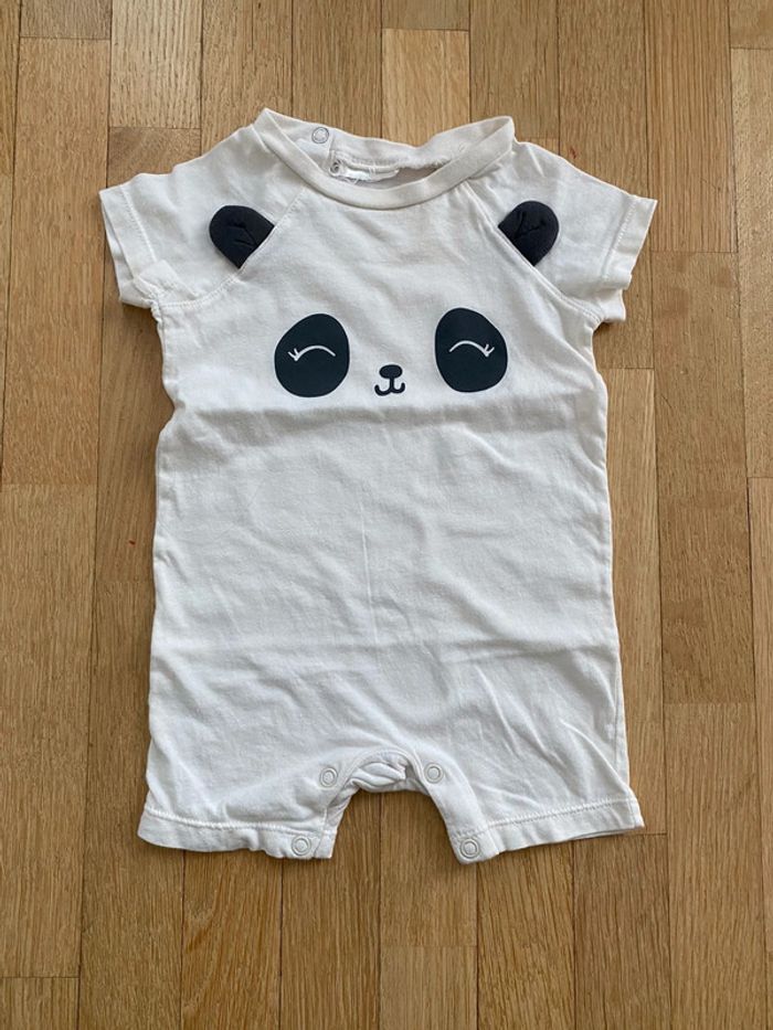 Combishort panda H&M manches courtes 2/4 mois