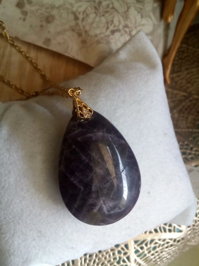 collier avec pierre d'améthyste 💜. - photo numéro 5