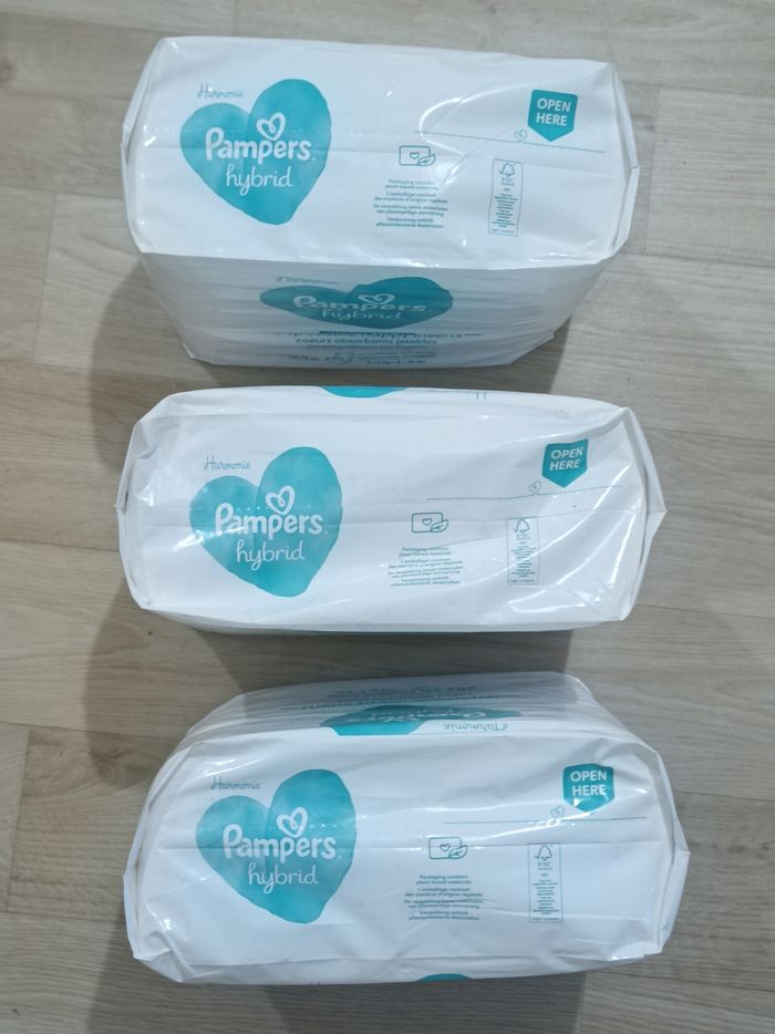 lot de 3 paquets d'inserts jetables pour couches pampers hybrid - photo numéro 3