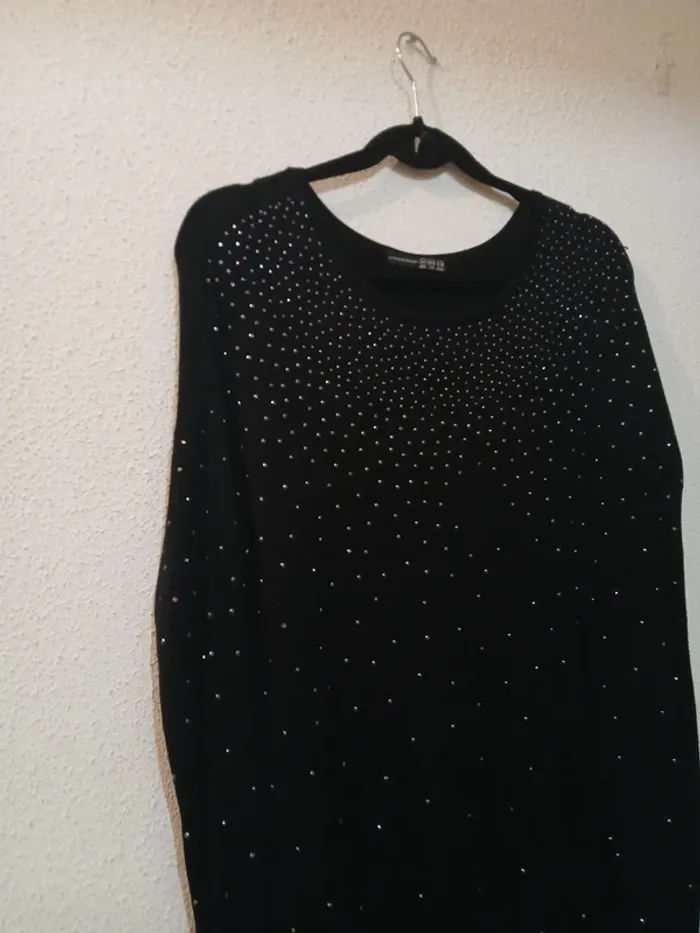 Sweat noir a strass argenté " atmosphère " taille 36 - photo numéro 2