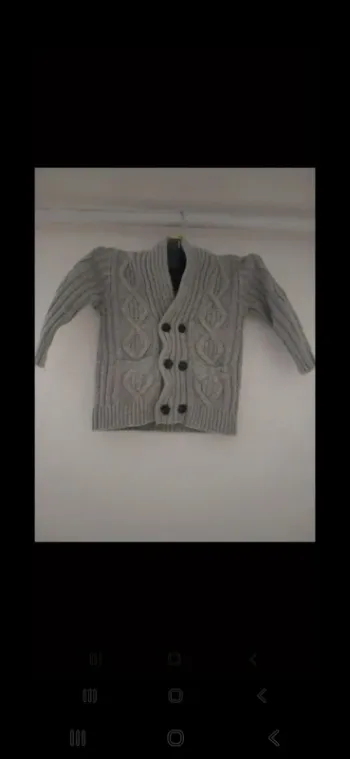 Gilet H&M gris bébé 2 ans maille torsadée cosy