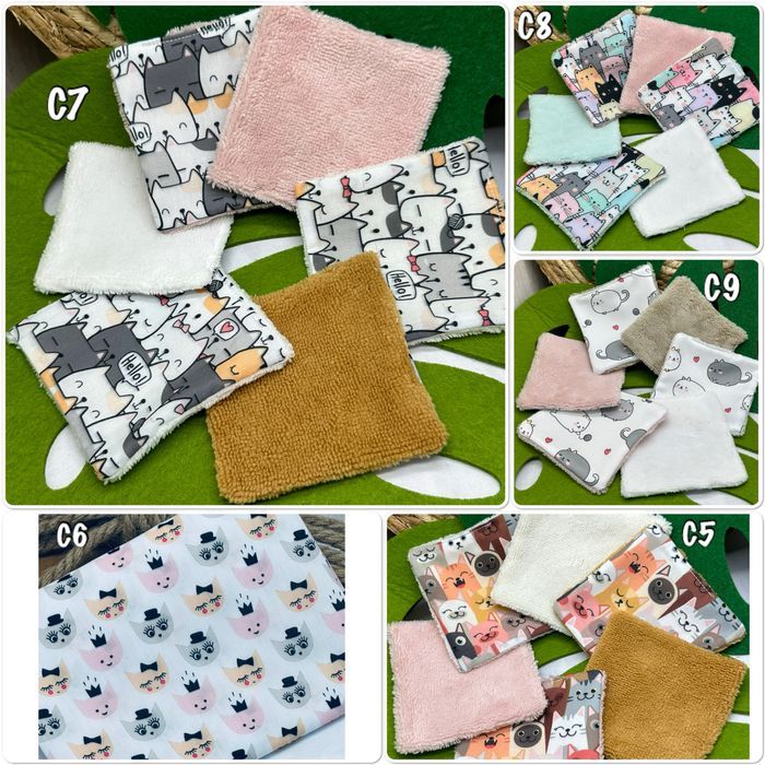Lingettes bébé lavables lot de 8 motifs au choix,  en  micro  éponge bambou certifiée oeko-tex