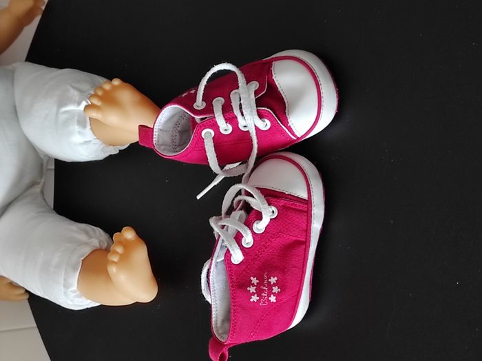 Baskets souples bébé fille 6 mois – lacets, motif fleur, rose - photo numéro 4