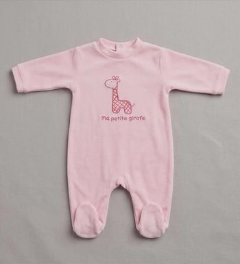 Pyjama velours rose "Ma petite girafe" - 6 mois (68 cm)
