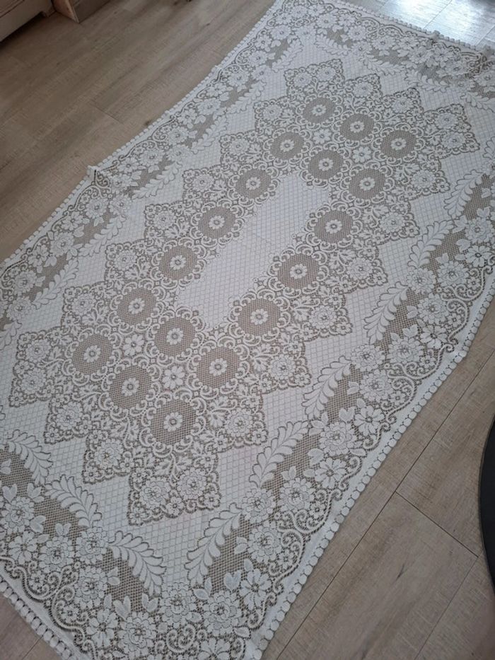 Nappe rectangulaire vintage blanc beige 120cm x 200cm - photo numéro 10