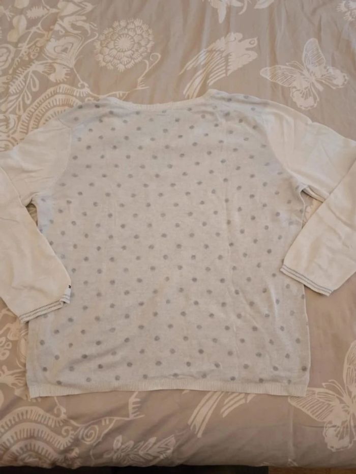 🌟 Pull col V blanc à pois gris Tommy hilfiger femme - Taille  XXL 🌟 - photo numéro 3