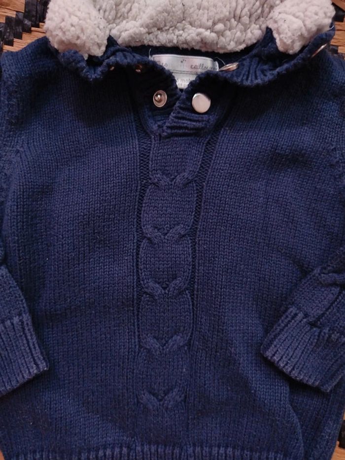 Pull  sweat tricot bébé 6 mois garçon col aviateur sherpa - photo numéro 2