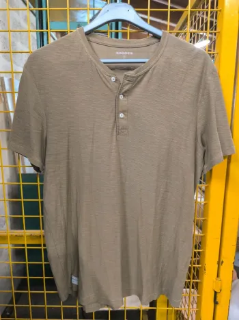 286663 tee-shirt MC marron/vert boutons au col homme L bonobo