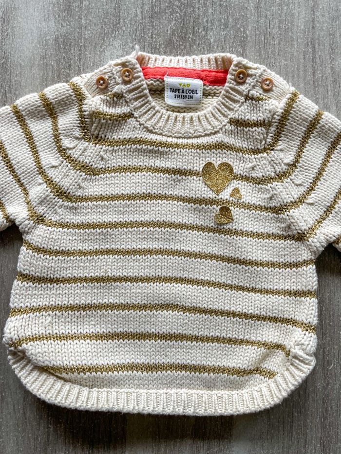 Pull à rayures en maille Tape à l’œil bébé fille taille 3 mois - photo numéro 2
