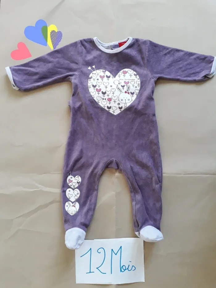 Pyjama / Grenouillère velours 12 Mois