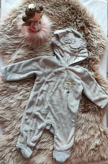 Pyjama chaud à capuche gris Dumbo 3 mois