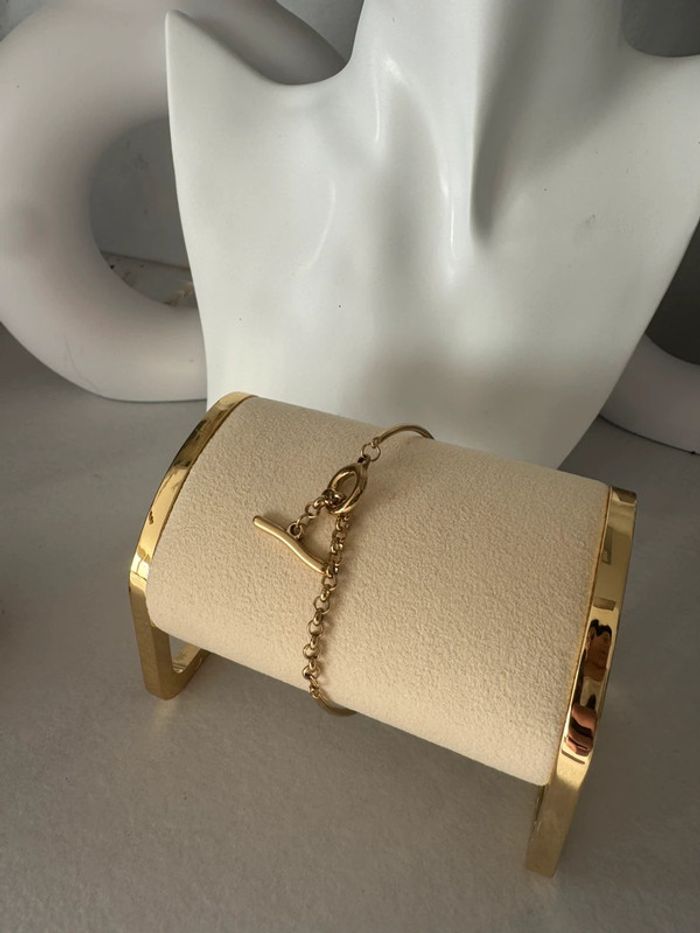 Bracelet jonc en acier inoxydable doré résiste à l’eau - photo numéro 2