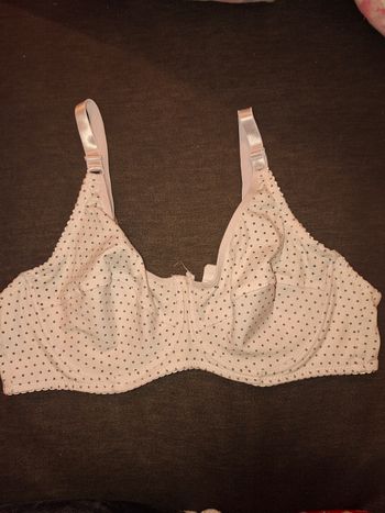 Soutien-gorge blanc à pois ANDLINA - Taille 120D/E - Confort Coton