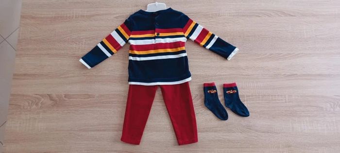 Ensemble bébé garçon 3 pièces manches longues + pantalon + chaussettes taille 18 mois - photo numéro 8