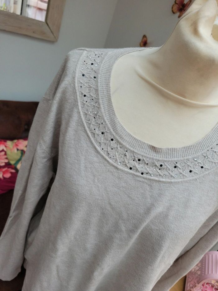 Pull beige taille 49 50 en cachemire laine léger chaud doux - photo numéro 2