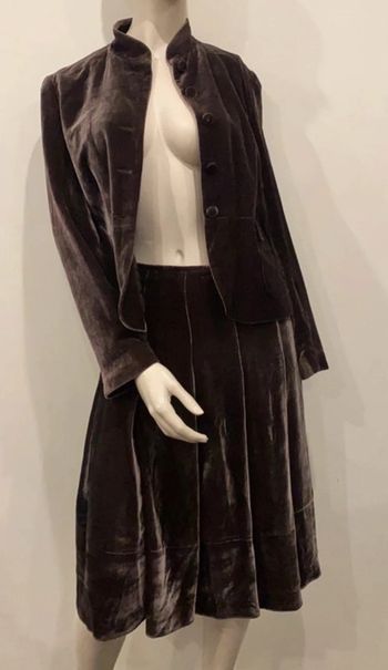 Magnifique ensemble veste et jupe neuf soyeux marron Autre Ton taille 40