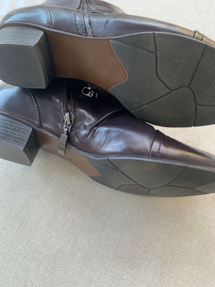 Bottines neuves  marron très foncé T38 , - photo numéro 3