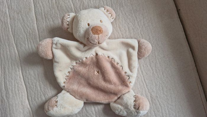 Doudou plat  Ourson marron et ecru