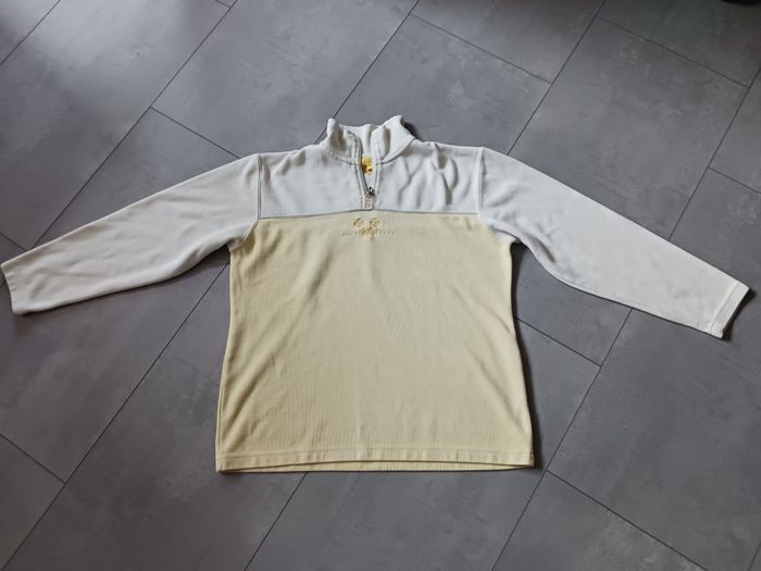 sweat blanc et jaune col zippé Taille S Poivre Blanc - photo numéro 2