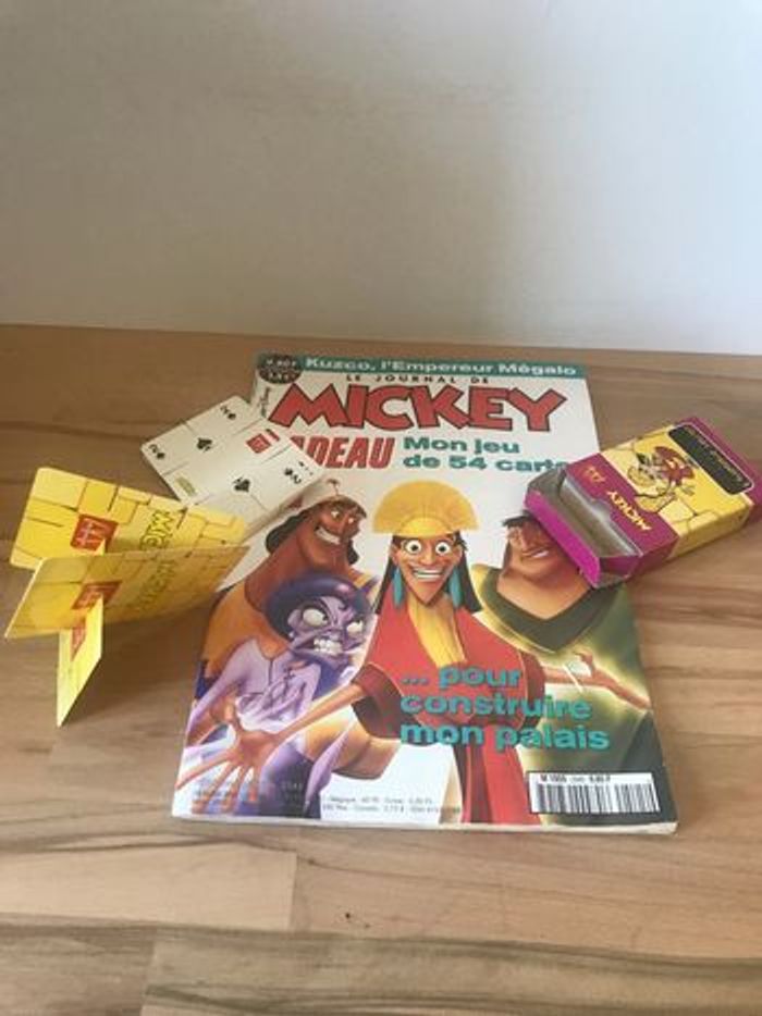 jeu de cartes de construction de château jamais utilisées avec journal de mickey vintage 03/2001