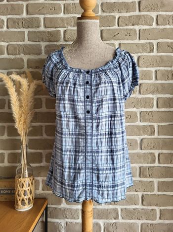 Blouse à carreaux bleu style cottagecore - Burton