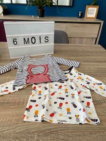 Lot 2 tee-shirt - 6 mois