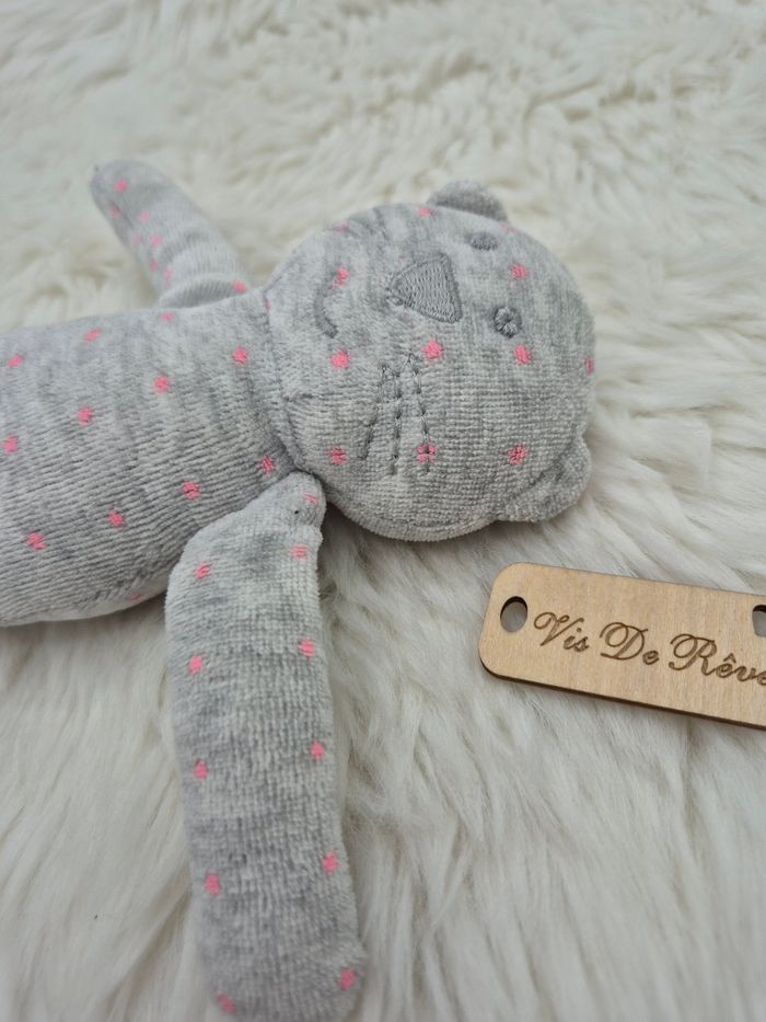 Doudou peluche Chat Étoiles gris rose Bout'chou - photo numéro 2