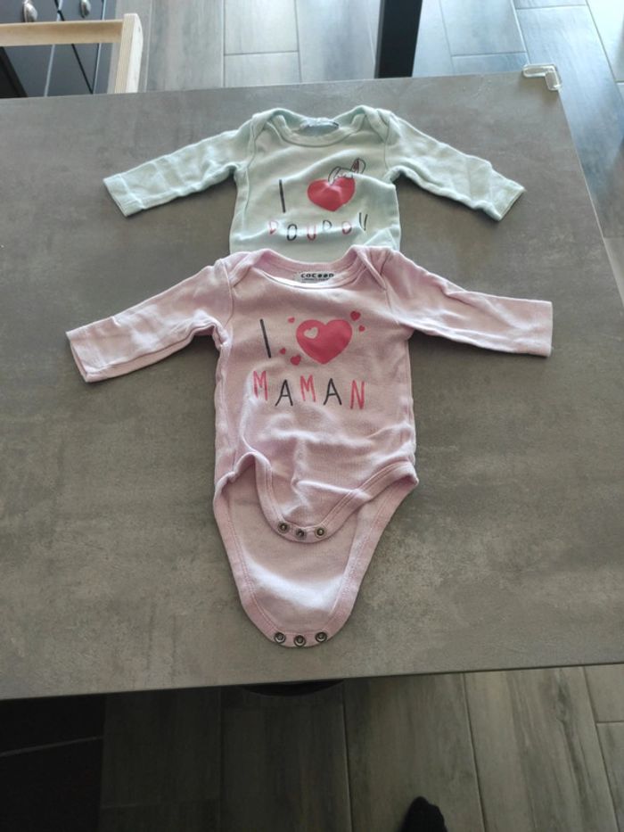 Lot de 2 body manches longues 1 mois