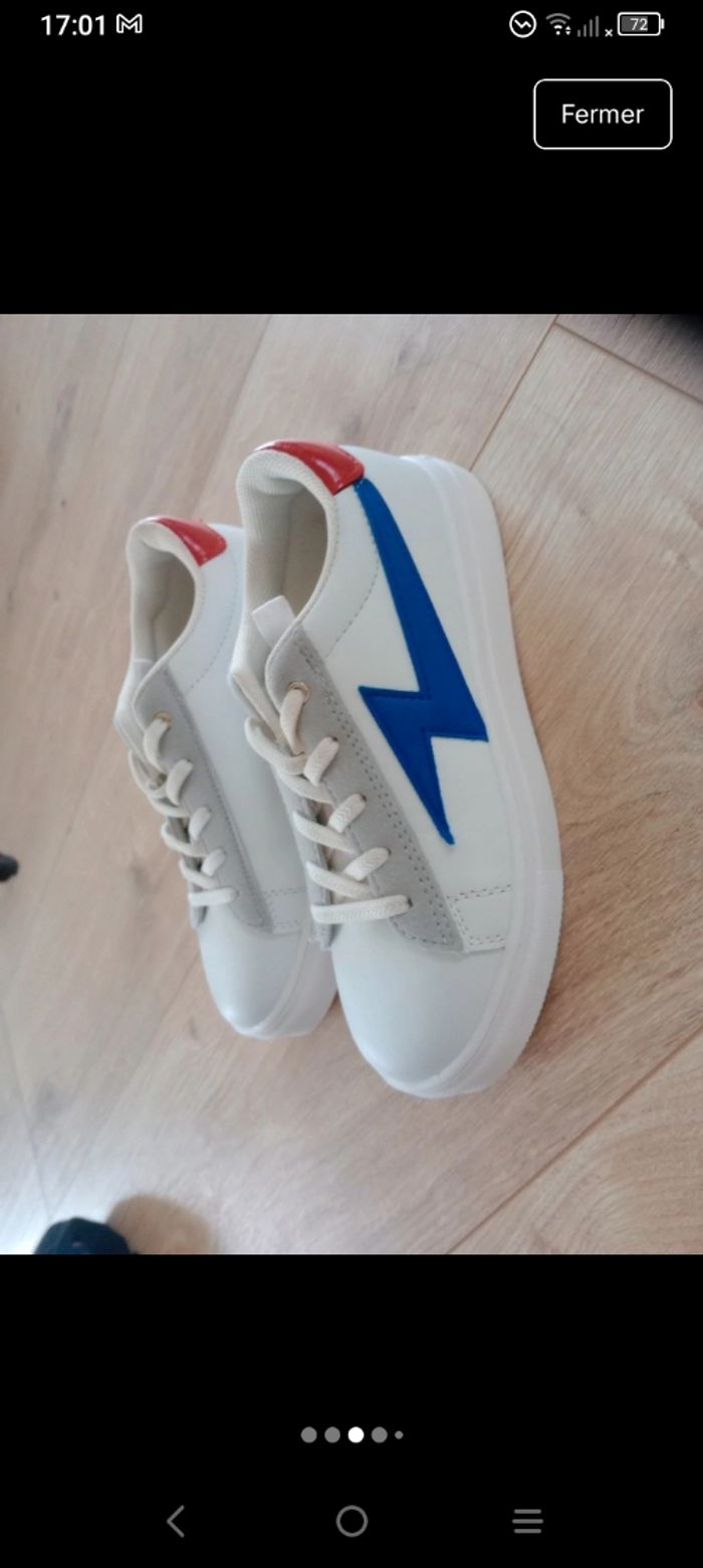 Baskets blanches style éclair 33 mixte c 80 - photo numéro 3