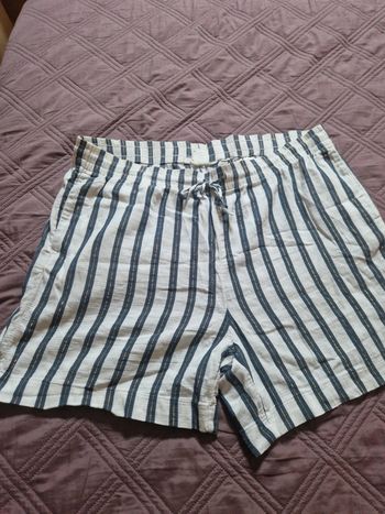 Short rayé avec des poches sur les côtés et au dos du short.