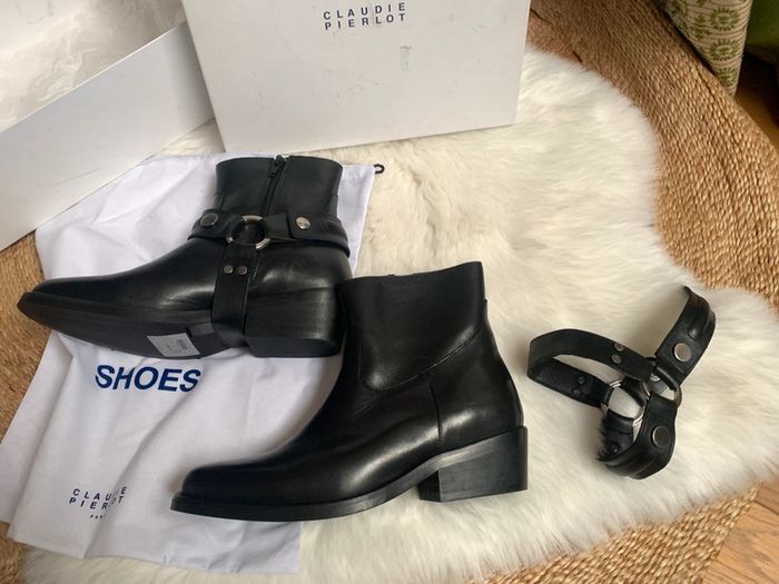 Très belle boots cow-boy western cuir Noir | Claudie Pierlot Paris - photo numéro 9