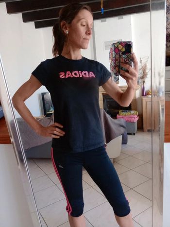 T-shirt sport femme 36 noir et rose c41