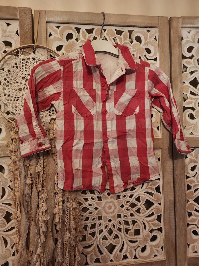 Chemise à carreaux rose/ blanc tout compte fait 3 ans - photo numéro 3