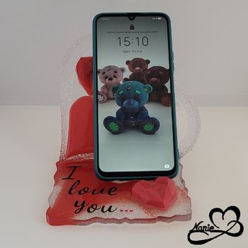 Support de tablette cœurs rouge et blanc I love you ❤️🤍