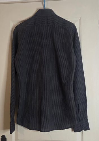 LAGERFELD – CHEMISE HOMME RAYÉE NOIR/GRIS – T48 (M) – 100% COTON – EXCELLENT ÉTAT