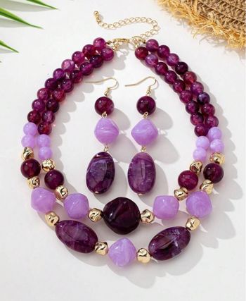 Collier et boucles d’oreilles en perles