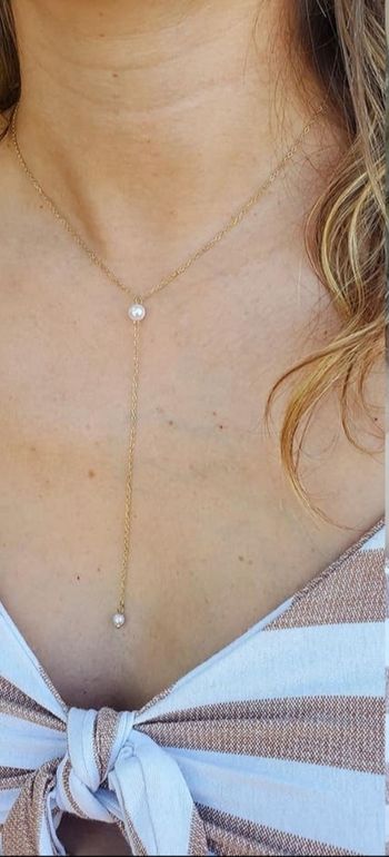 Collier cérémonie mariage long acier or nacre