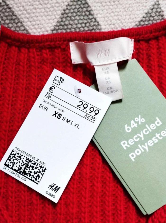 Pull hiver chaud - Laine - Rouge - H&M - XS - Neuf étiquette - photo numéro 6