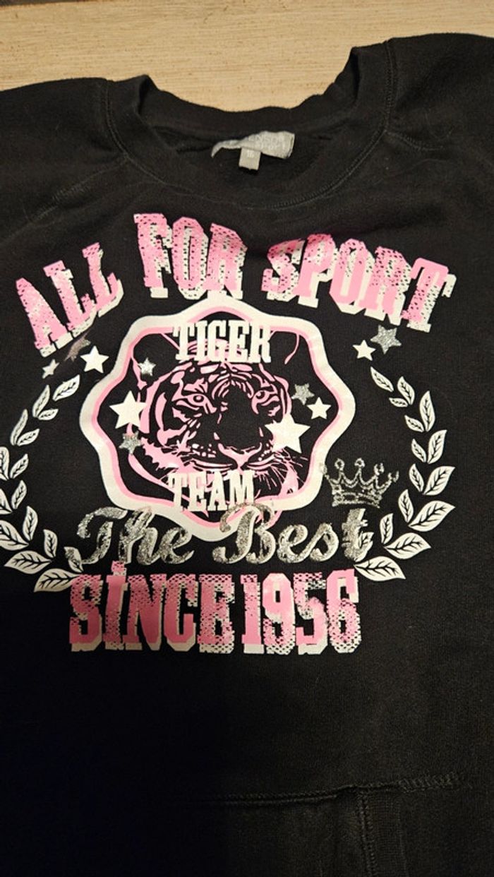Sweat noir avec incription rose, manches longues, In Extenso sport, 16 ans, nickel - photo numéro 5