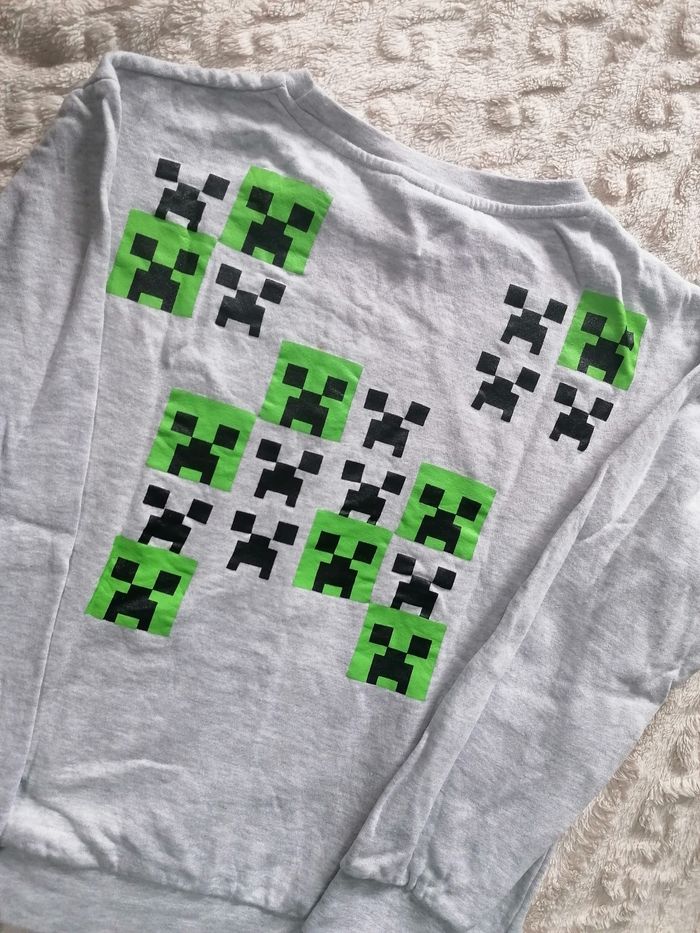 Pull sweat-shirt Minecraft 💚🩶  garçon 14 ans - photo numéro 4