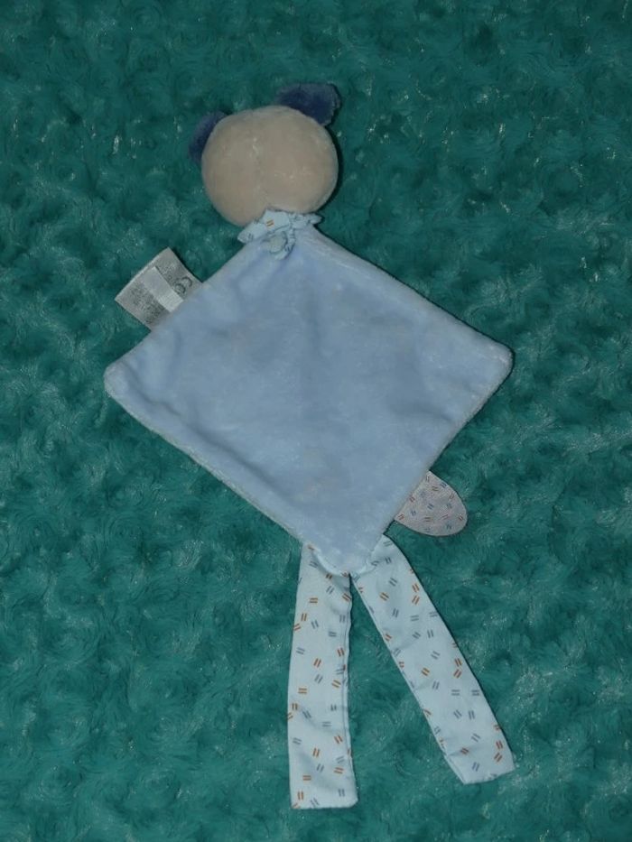 Doudou chien plat beige bleu Nattou 🐶parfait état - photo numéro 3