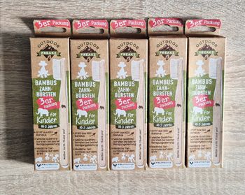 Lot de 5 x 3 Brosses à dents enfant bambou éco - Neuf